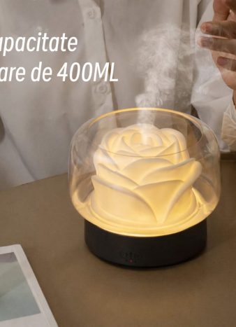 Difuzor de aromaterapie cu design floral și lumină LED (1)
